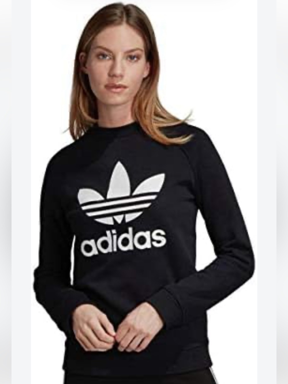 adidas Black Crewneck Sweatshirt with White Trefoil